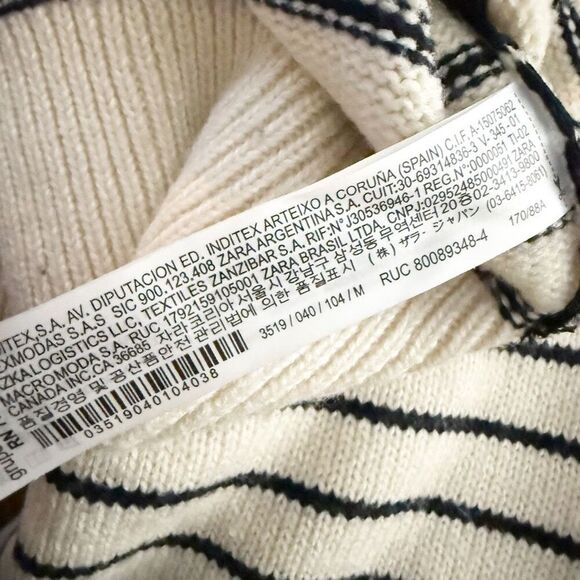 ZARA | Black Cream Ivory Knit Sweater Boxy High Neck Oversized | Size Medium - Picture 7 of 8
